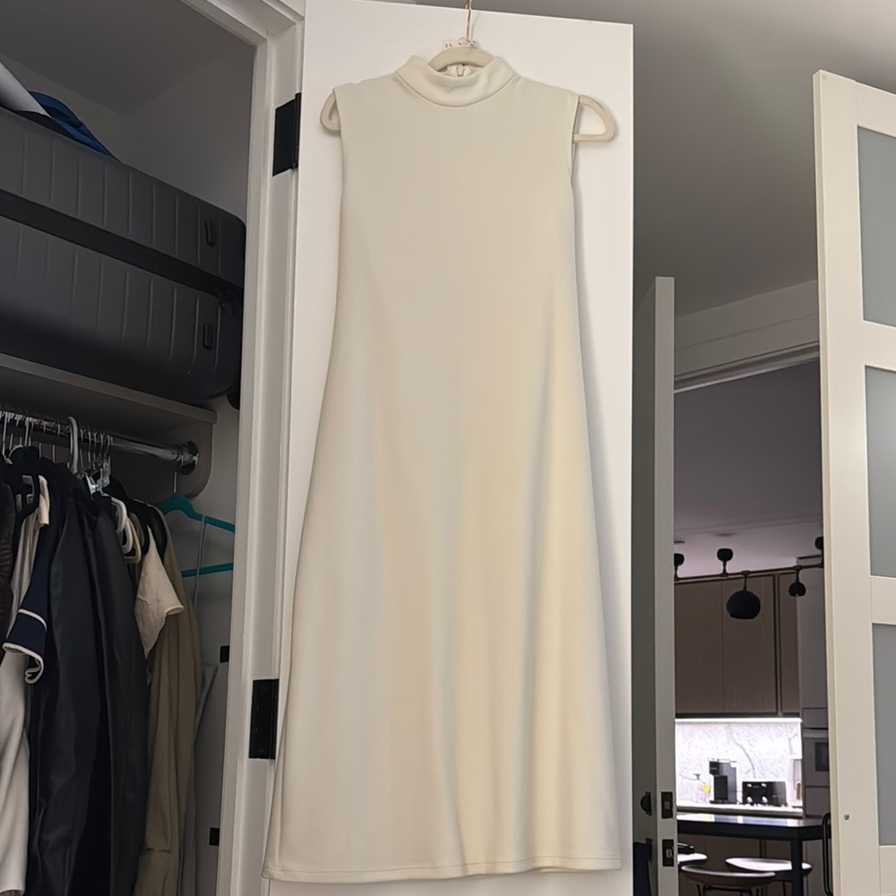 Zara Cream Sheath Midi Dress for Work